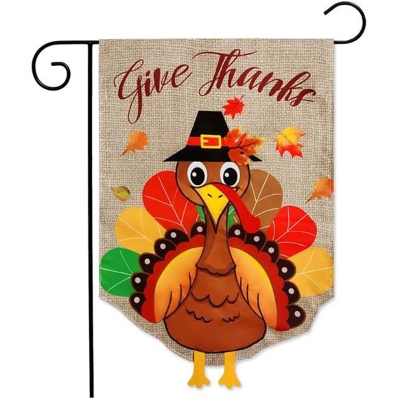 3D Fall Thanksgiving Garden Flag 12.5x18 Inches Double Sided Embroidered - Picture 1 of 6